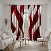 Elegant Red and White Abstract Wave-printed Curtains, Pole Bag Curtains, Home Decoration, Room Decoration