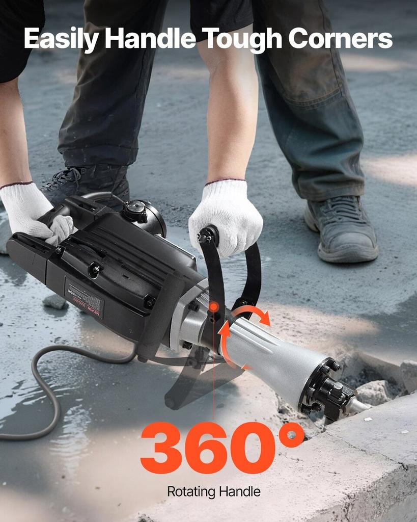 Demolition Jack Hammer, 2800 W Powerful Electric Jackhammer, 1200 BPM Concrete Breaker with a Point Chisel, a Flat Chisel, Carrying Case, Gloves, for