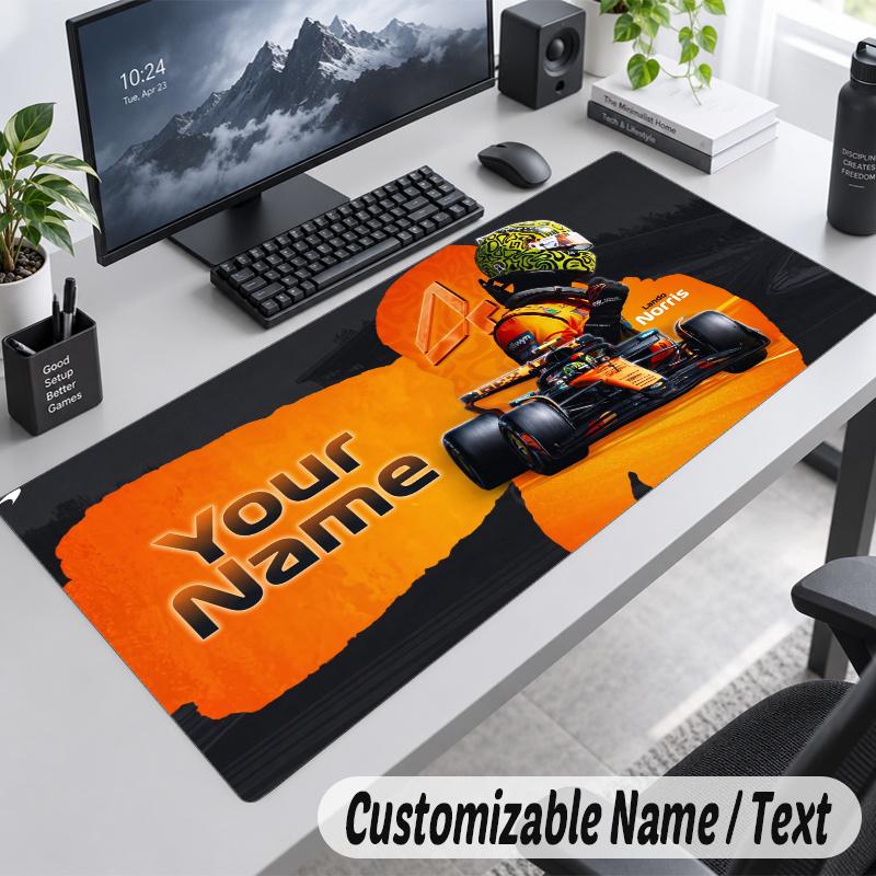 Lando Norris Personalized Large Mouse Pad Custom Name Text Extended Desk Mat Gaming Mousepad