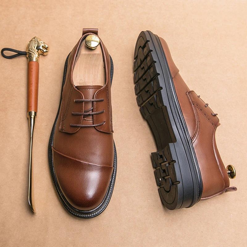 High Quality Brand Lightweight Oxford Shoes Men's Office Business Shoes Trendy Men's Elegant Genuine Leather Shoes Free Delivery