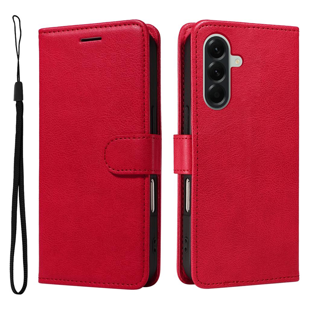 For Samsung Galaxy A57 5G Leather Wallet Case with Strap Solid Color Phone Stand Cover