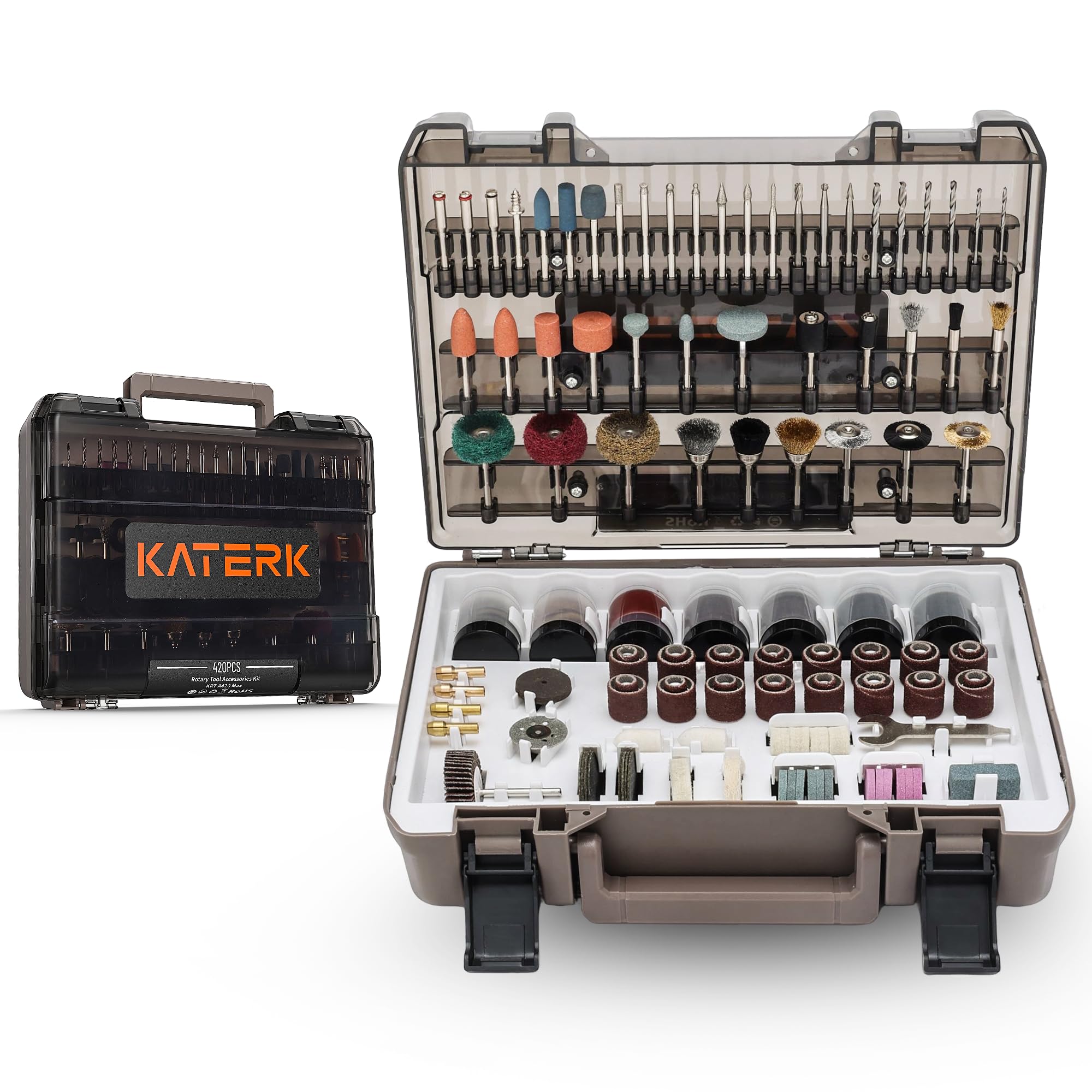 

KATERK Rotary Tool Accessory Shaft Compatible with Many Easily and Cleans KRT A420 Max Multi-Function 420-Piece Kit, 1/8-Inch (3.2mm) Diameter,