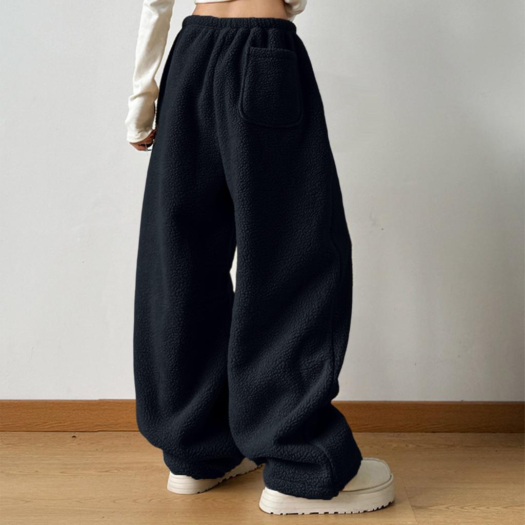 Women's Casual Loose Elastic Waistband Furry Trousers
