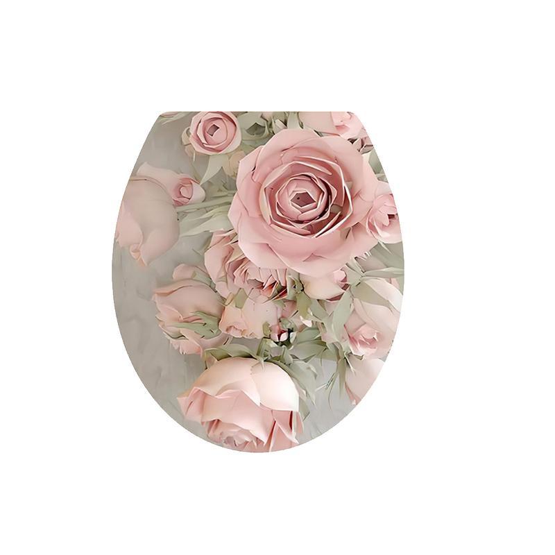 Rose Pattern Toilet Seat Decal Waterproof Self-Adhesive No Trace Creative Sticker for Bathroom Aesthetic Decor