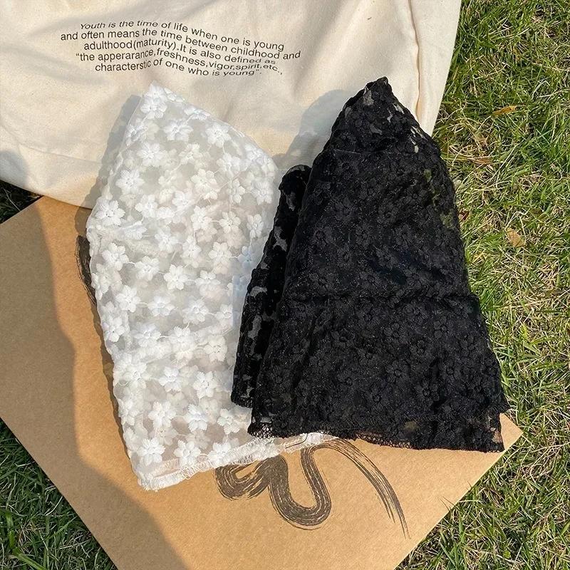 Fashion Summer Ladies Lace Breathable Sun Hat Bucket Canvas Hat Student Head Wearing Flat Cap Outdoor Creative Gift