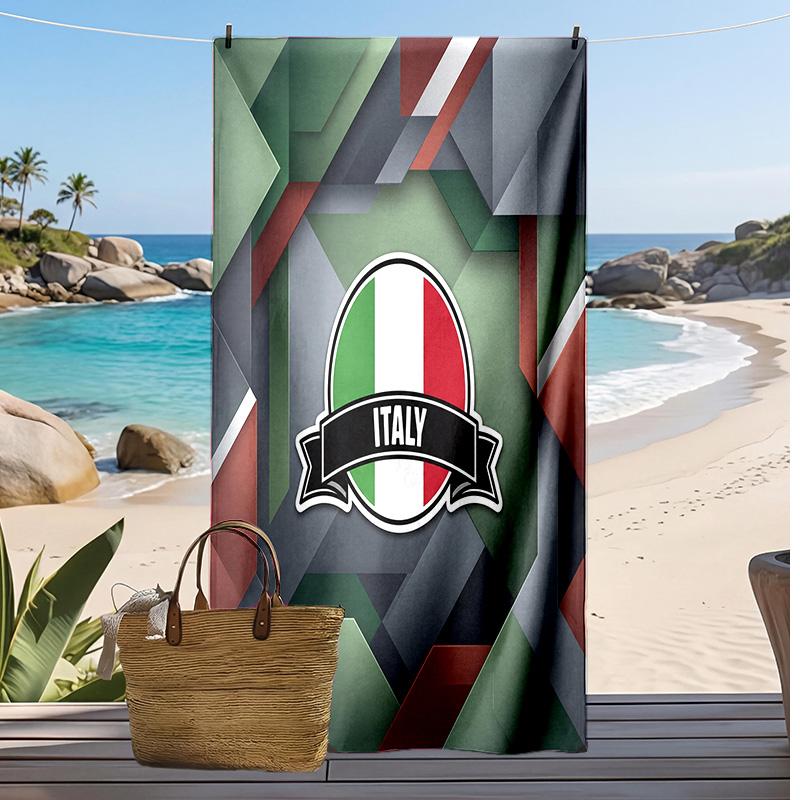 Asciugamano da Spiaggia Stampa Calcio Italia Asciugatura Rapida Super Assorbente Morbido Asciugamano da Bagno per Nuoto Spiaggia Viaggio Souvenir Regalo per Fan