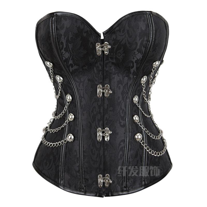 Corsé Gótico para Mujer con Huesos de Acero y Cordones Punk Cincha Cintura Bustier Chaleco