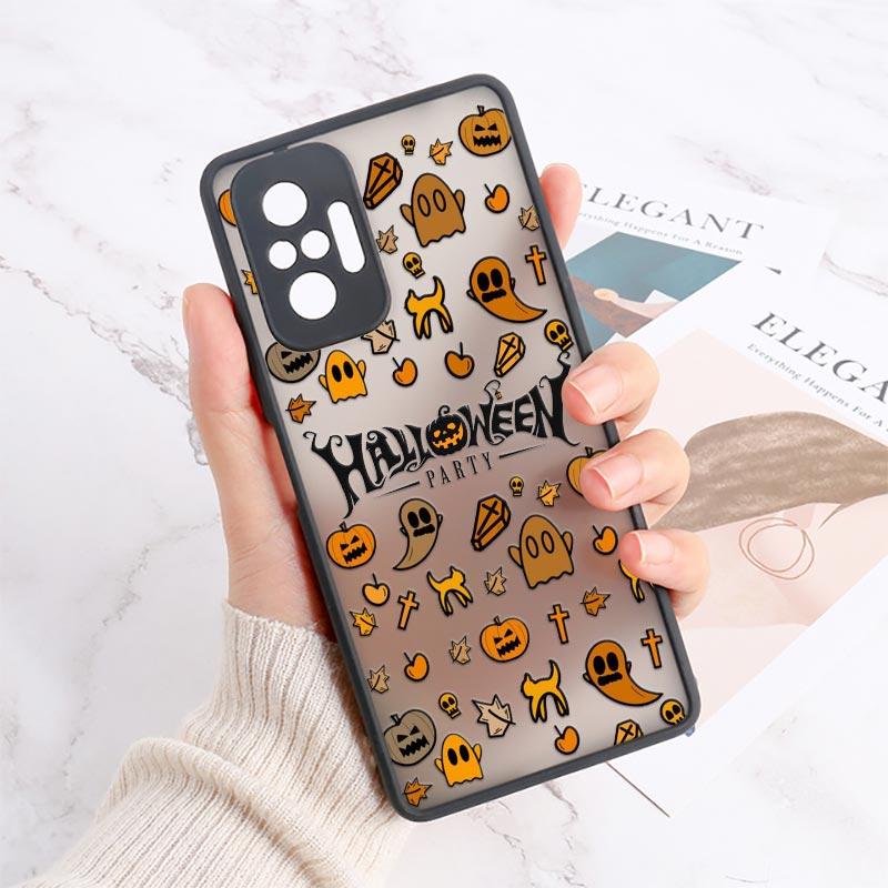 Halloween Scary Ghost Phone Case For Xiaomi Redmi 10C 9T 9A 9C Note 8 9 10 11 12 Pro Plus 5G 9S 12S 8Pro Funda Matte Clear Cover