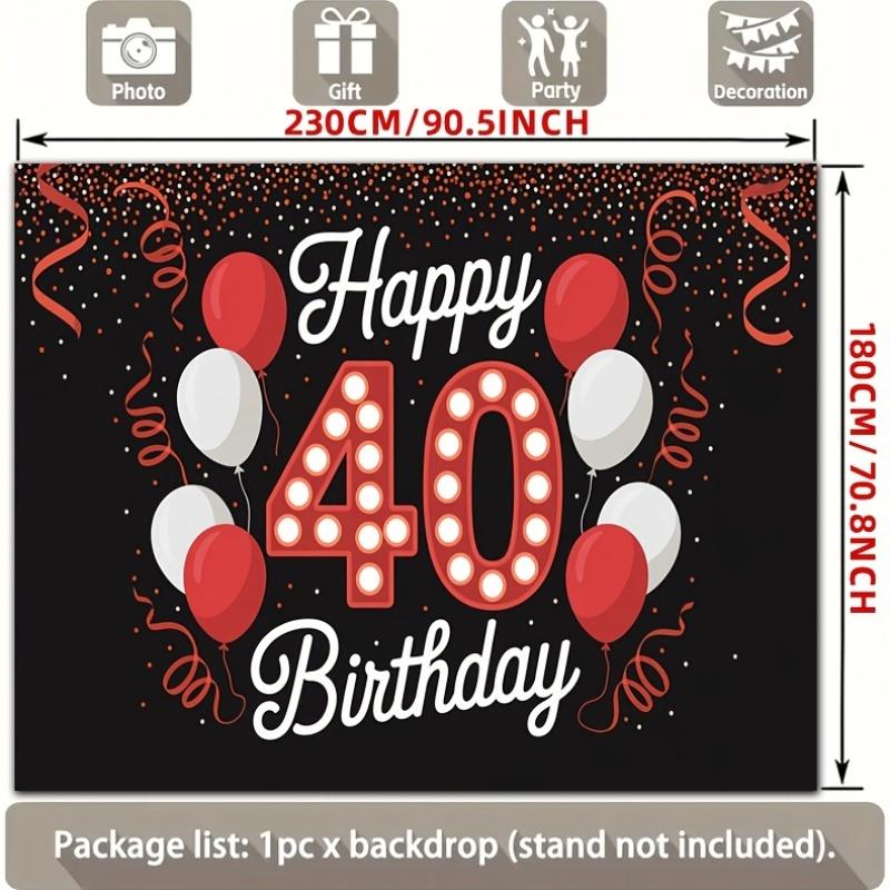 A 2D flat banner with a vibrant design specially created for a 40th birthday celebration event made of polyester material
