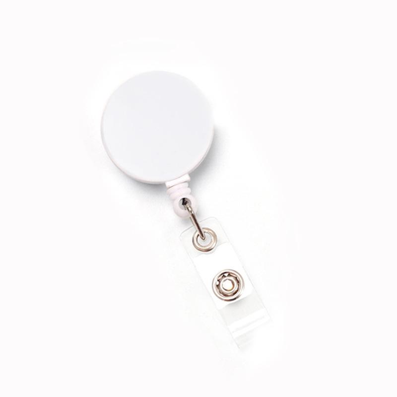 Frosted Anti-Lost Retractable Badge Clip with Metal Back and Pull-Out Buckle Lanyard