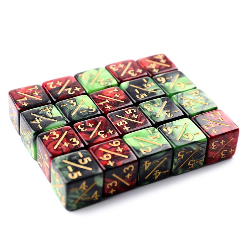 10Pcs 16mm 6 Side Dice Counters 1/-1 Dice Kids Toy Counting Dice For MTGCard GamingToken Loyalty Dice