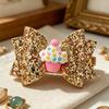 Girl Hairpin Three-Dimensional Bow Shape Rainbow Gradient Color Glitter Hair Clip Side Bangs Party Hair Accessory