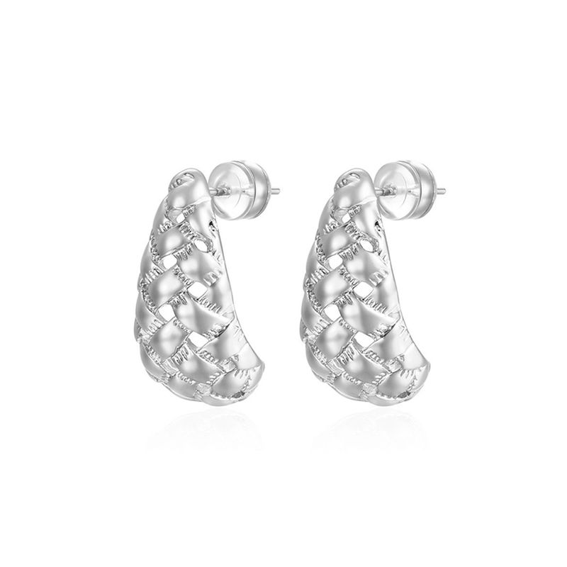 

Mayfly Original Design Fashion Style Gold Woven Earrings for Women Niche Style Classy Temperament Wild Sterling Silver Needle Ear Studs Silver Earrings