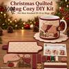 Quilted Mug Sleeve Pattern Farmhouse Friends Cozy Sewing Kit, DIY Animal Cup Craft, Handmade Fabric Craft Supplies Project with Festive Patterns,