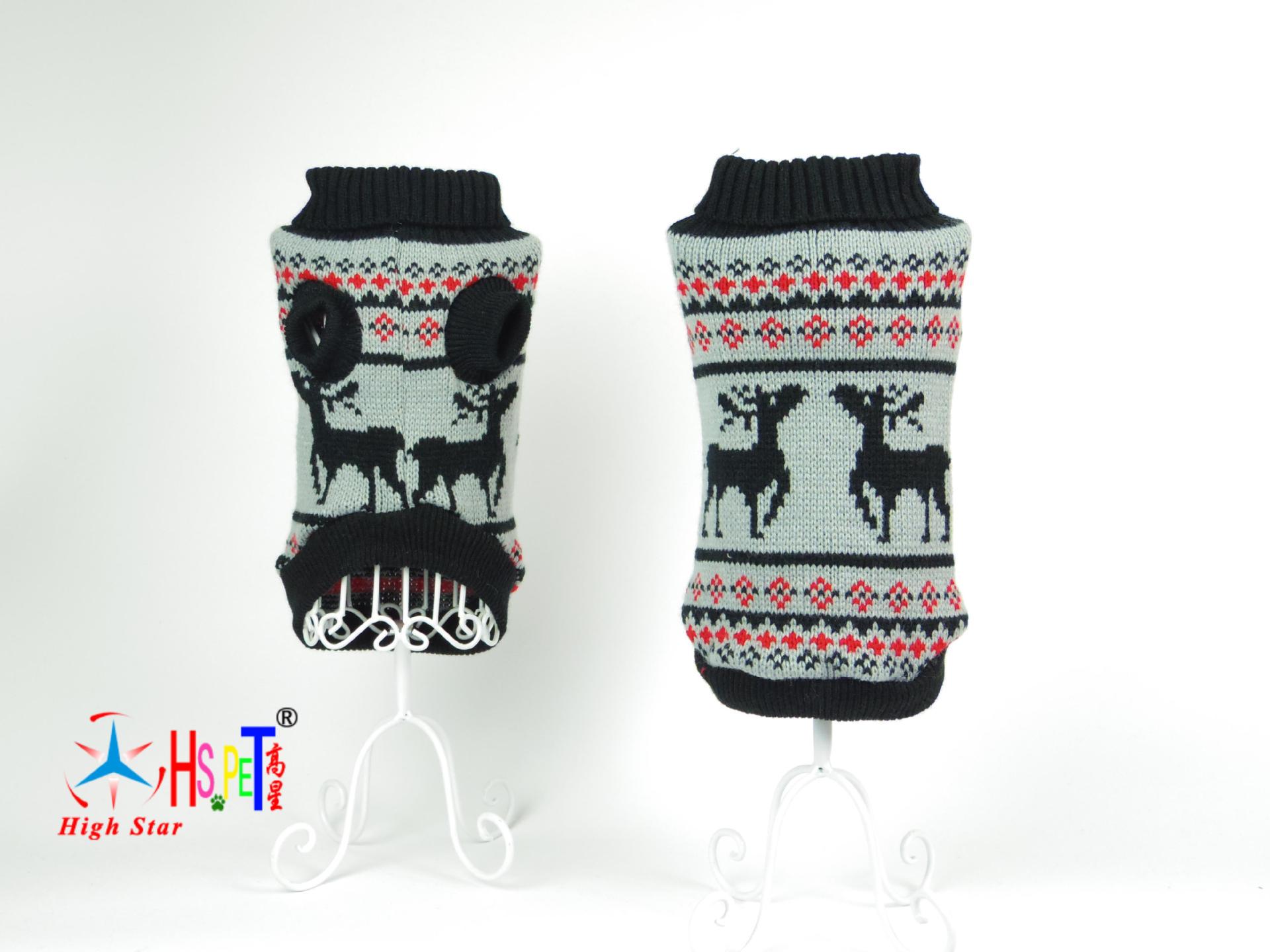 

HSPET Pet Apparel: Double Deer Sweater for Cats and Dogs XS Back Length 18cm чёрный/серый