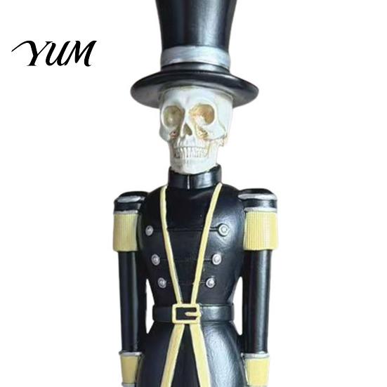 Festive Resin Crafts for Home Halloween Skull Nutcracker Figurine, Spooky Soldier Statue, Creative Room Decor Collectible Ornament Shelf Table Indoor