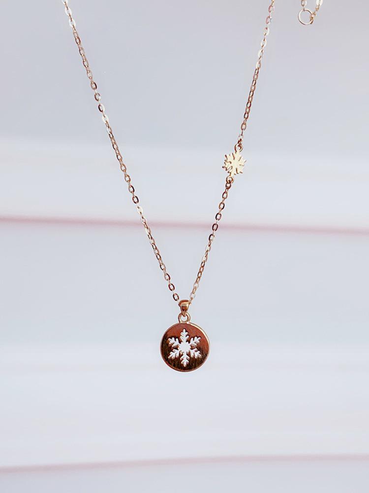 Gold-Plated S925 Sterling Silver Snowflake Pendant Necklace