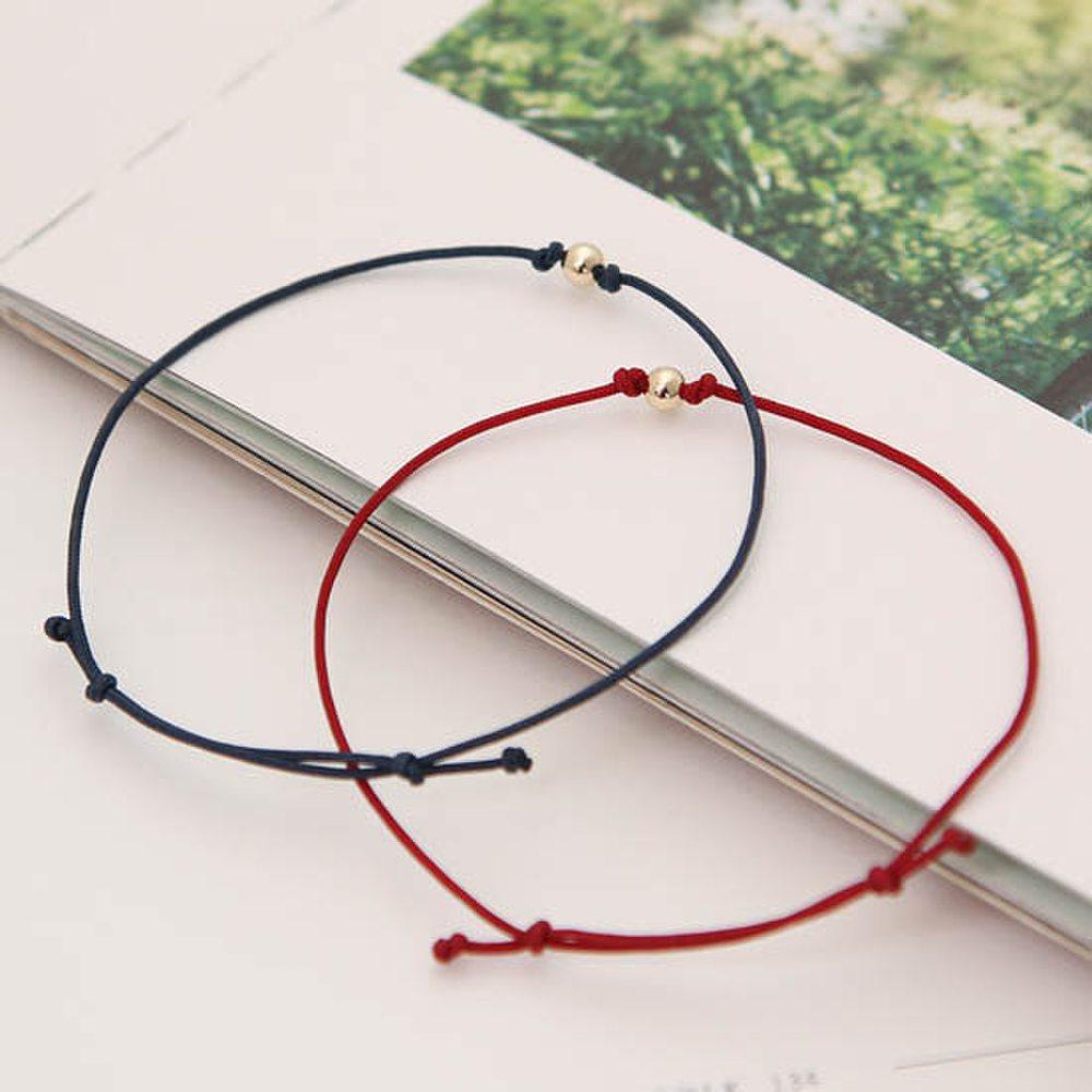 14K Gold 4mm Ball Color Knot Gold Thread String Bracelet