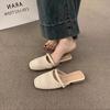 Fashion 2025 Summer Thick Heel Fashion Hollow Women's Toe Half Slippers Comfortable Outdoor Beach Casual Woven Fesign Wedge Heel Sandals