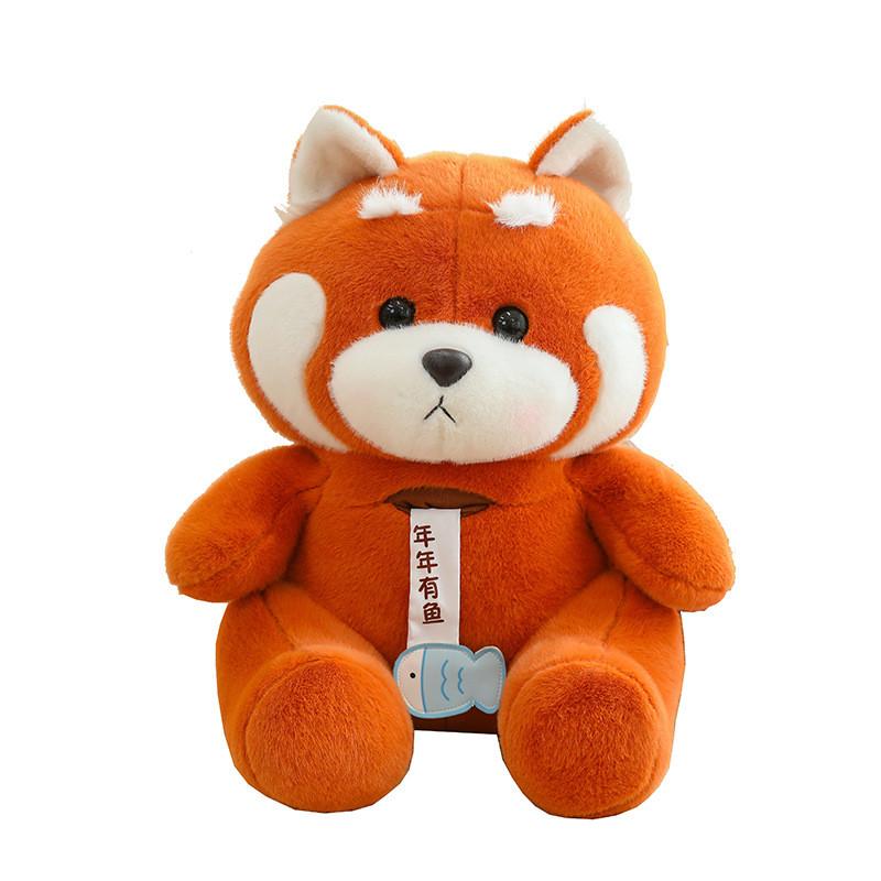 

Plush Raccoon Cartoon Toy Orange Furry Stuffed Animal Children Birthday Gift 23cm