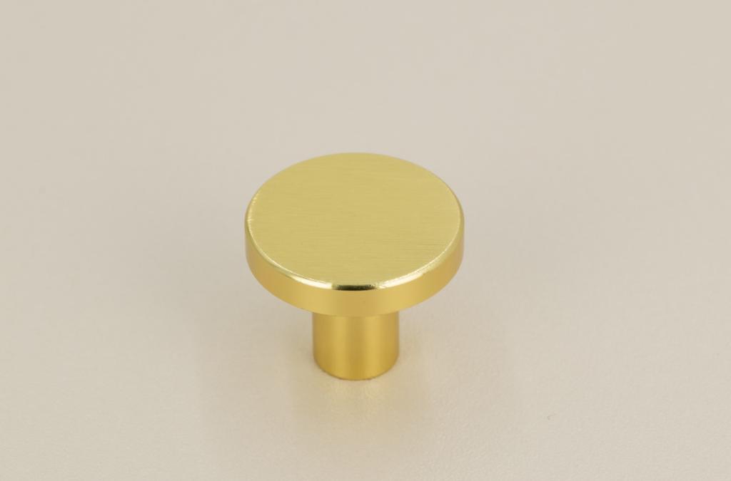 Round furniture knob, metal, 2.5 cm, brushed gold