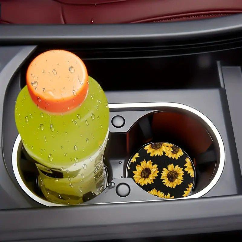 2pcs Sunflower Car Cup Mat, Car Cup Mat Beverage, Cute Car Accessories, Men and Women