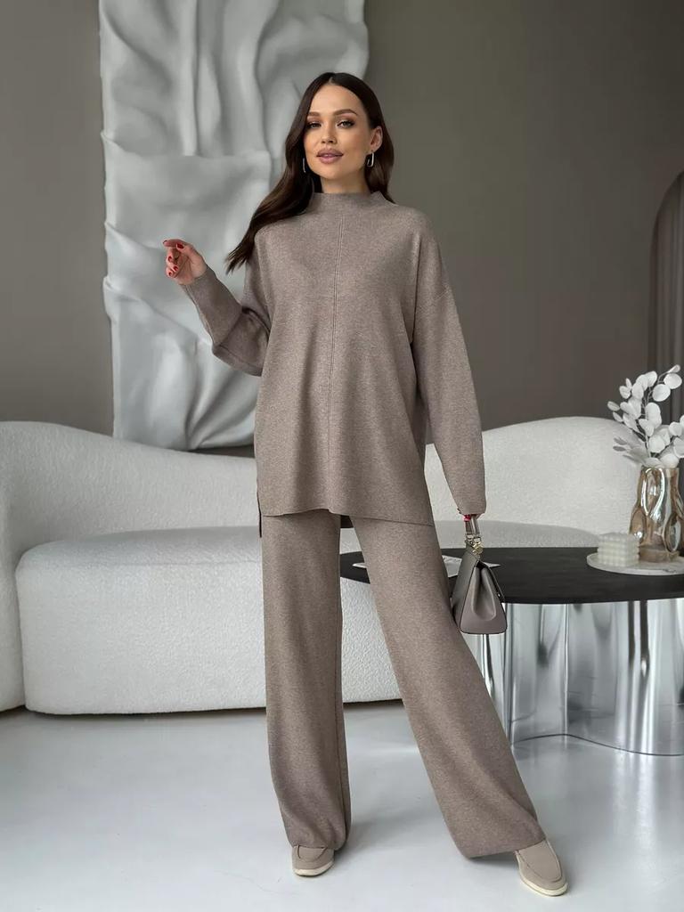 Women's Long Sleeve Loose Casual Trousers And Sweater Suit