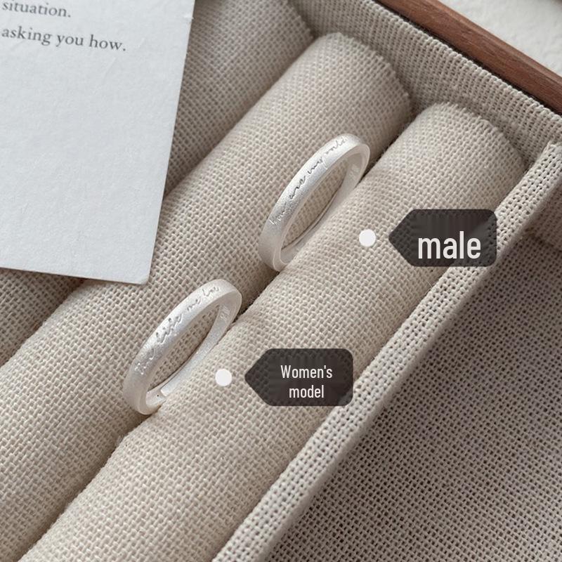 Sterling Silver Love Letter Adjustable Couple Rings - Elegant Unisex Design, Plain Band, Open Fit Adjustable Open Ring