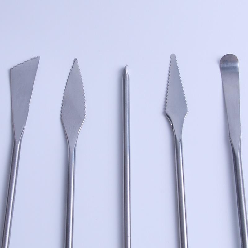Handmade Pottery Carving Tools: 5-Piece Double-Headed Metal Clay Sculpture Knife Set