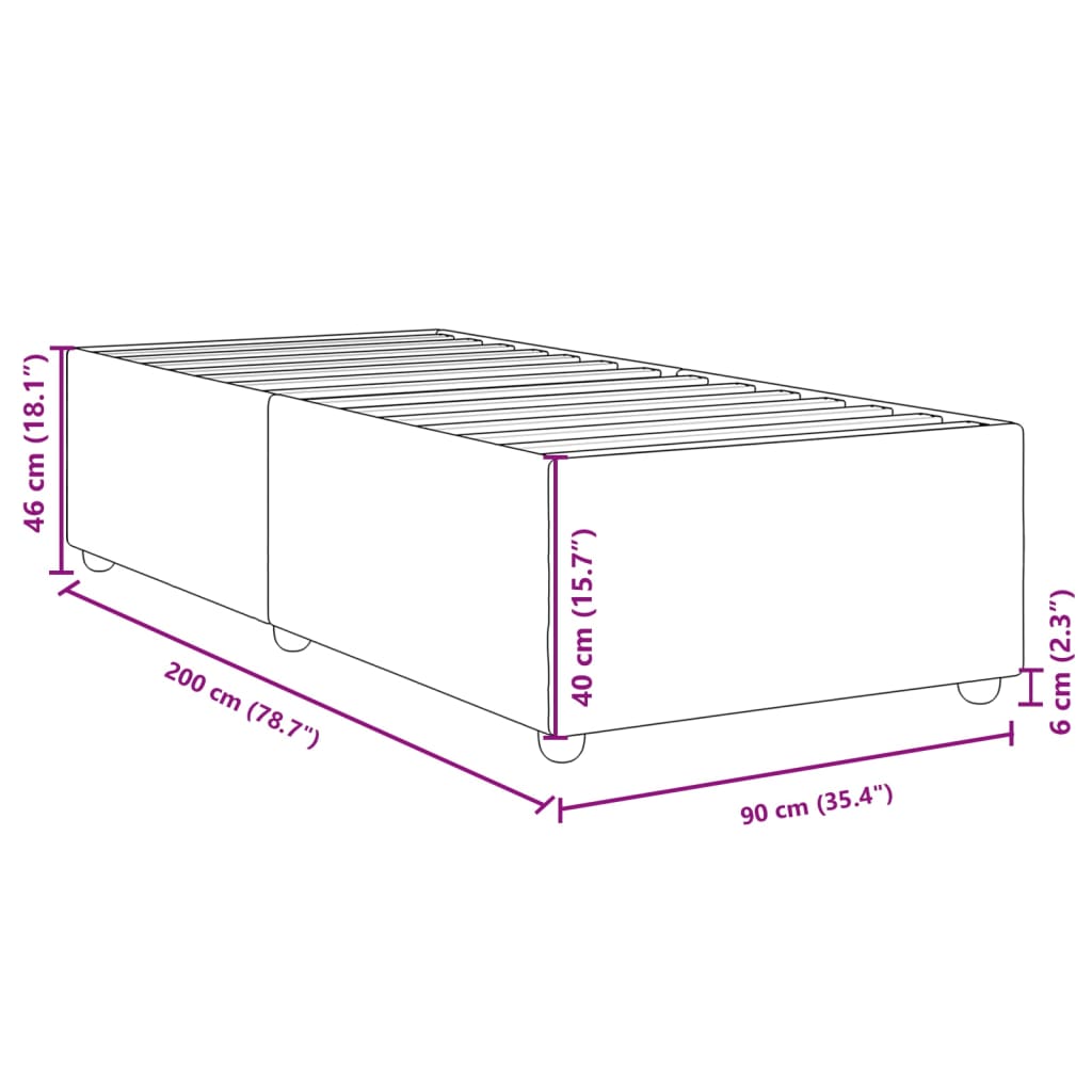 Bed Frame without Mattress Black 90x200 cm Fabric