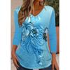 Women's T-Shirt Casual Long Sleeve Stripe Pattern Print Crew Neck Female Oversized Clothing Outdoor Vintage T Shirts