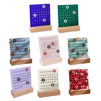 Desktop Permanent Calendar with Wood Stand ABS Permanent Countdown Calendar with 3 Rings for Office Desk Date Reminder