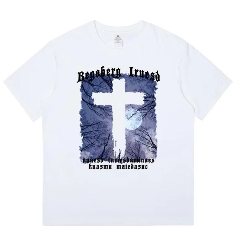 

Cotton Printing Trendy Brand Short-sleeved T-shirt for Men and Women Couples Loose Hip-hop American Retro 4XL