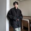 Men's Stand-Collar Woolen Coat - American Silhouette, Heavyweight Short Jacket for Spring/Autumn