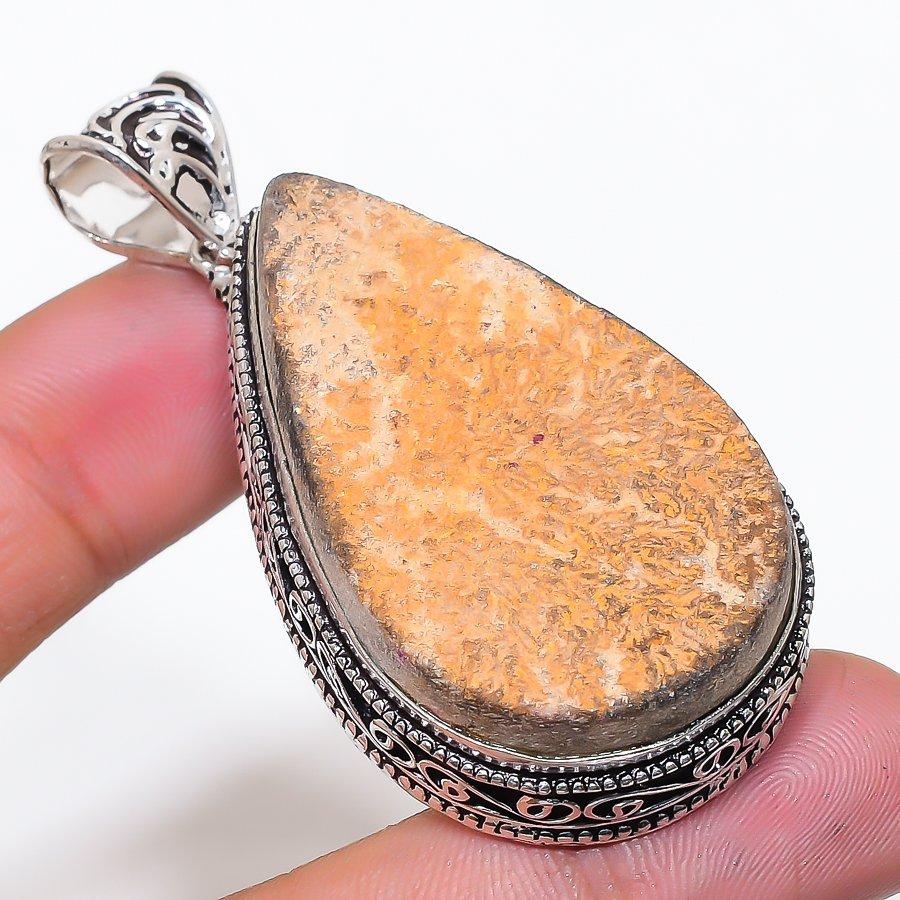 Natural Psilomelane Dendritic Gemstone 925 Sterling Silver Pendant 2.48  AP-14328