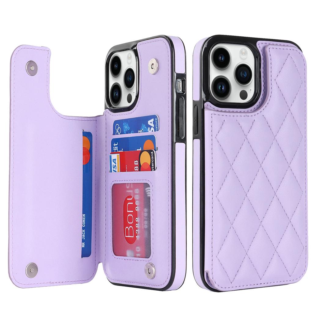 Leather Rhombic Grid Pattern Cover for For IPhone 16 15 14 13 12 Mini 11 Pro Max XR 7 8 Plus Card Slots Holder Purse Phone Case