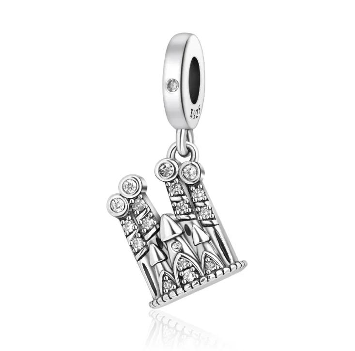Copper Architecture Castle Tower Ferris Wheel Charms Fit Original Pendant Bracelets Necklace Women Diy Fine Jewelry