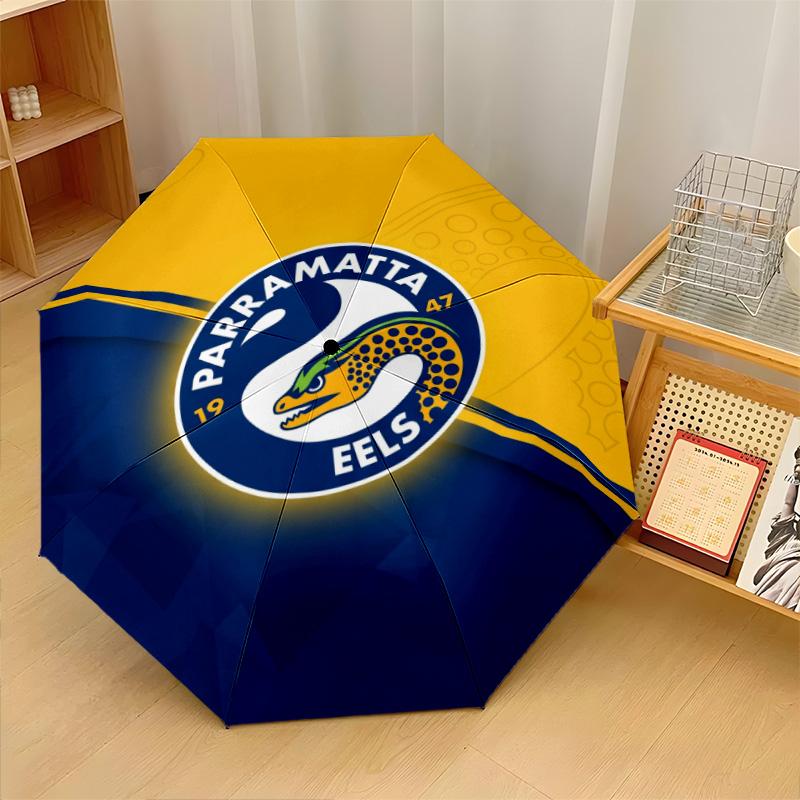 Parramatta Eels Print Auto 8?Ribs Folding Umbrella Wind Resistant Lightweight Automatic Umbrella For Daily Travel