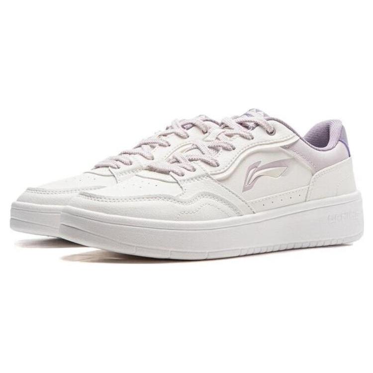 Li Ning Newly Slip Resistant Abrasion Resistant Low top Skateboard Shoes Women's White Purple AGCT474-2