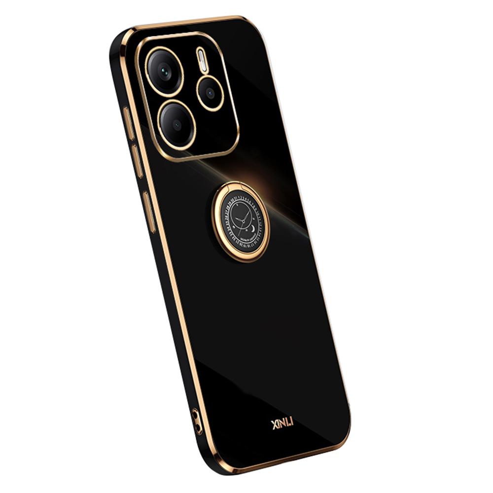 XINLI Etui na Xiaomi Redmi Note 14 5G z pierścieniem-podstawką, galwanizowane TPU, pokrowiec na telefon