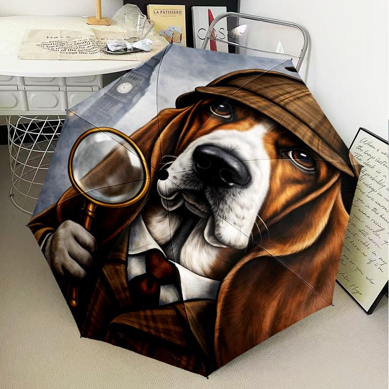 Sherlock Victorian Mystery Umbrella Folding umbrella, automatic umbrella 8-Frame for Travel, camping Use Gift for Halloween Christmas