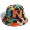 Winter Warm Bucket Hat European and American Creative Hat Women's Colorful Printed Pot Hat Versatile Fashion Plush Hat