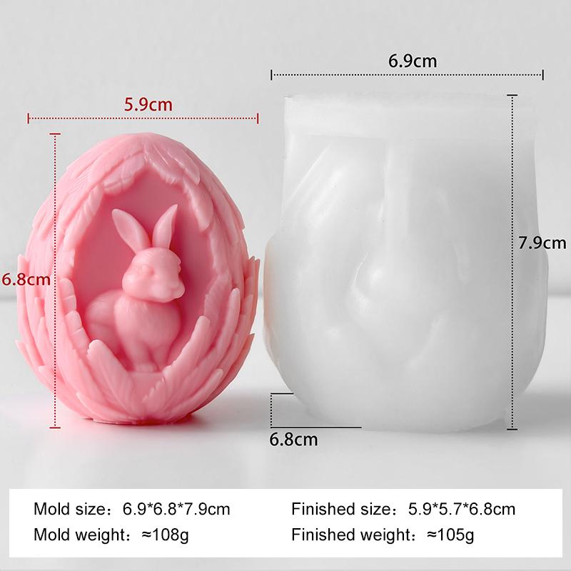 DIY Flowers Egg Easter Candle Silicone Mold Handmade Aroma Candle Easter Egg Relief Bunny Molds Gypsum Form Resin Mould