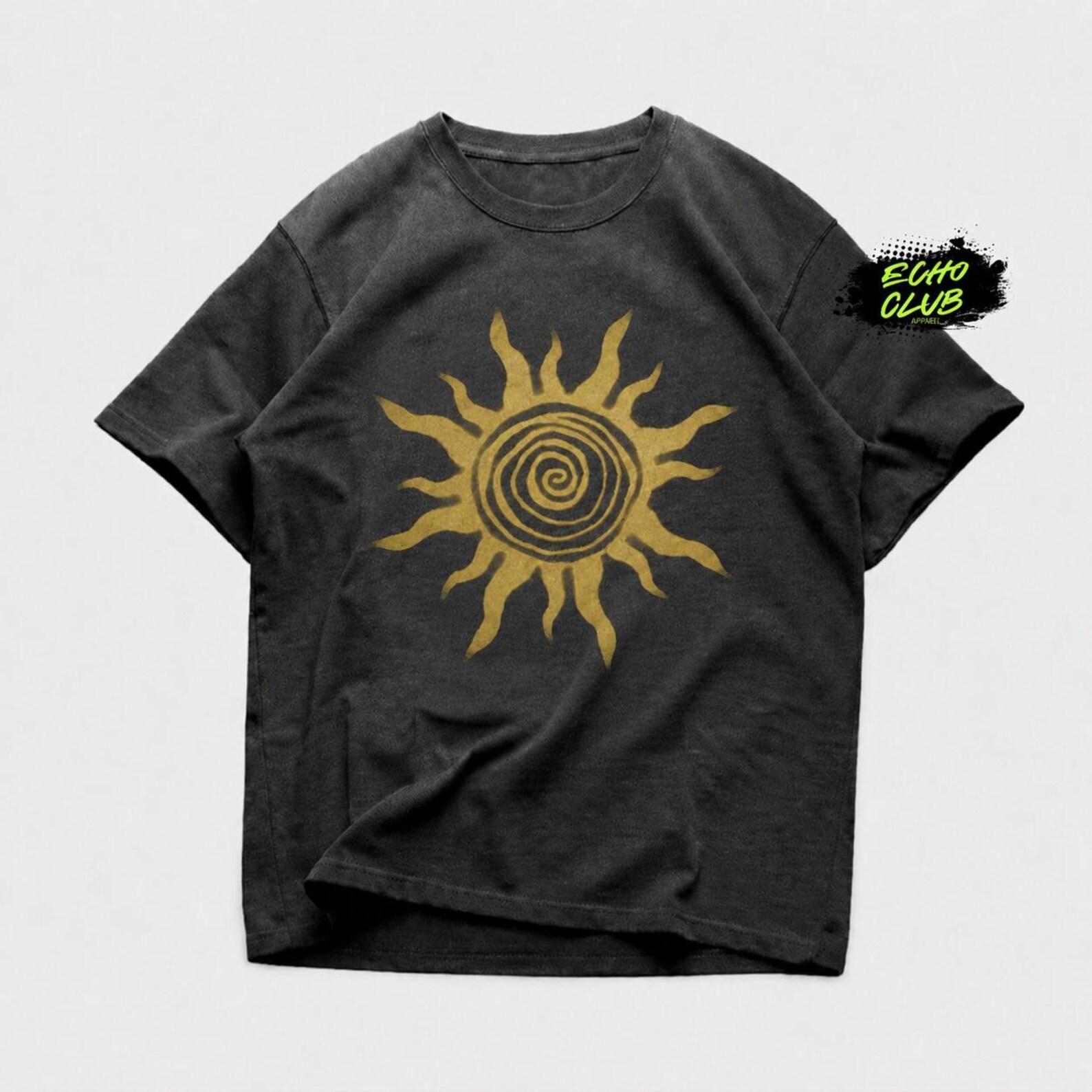 Sun Graphic Tee, Boho Indie Summer Shirt, Oversized Unisex Apparel S