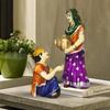 Village Women with Water Pot Idol Statue Decoreative Showpiece for Home Decor | Handcrafted and Hand Painted (Pack of 2, Multicolor)