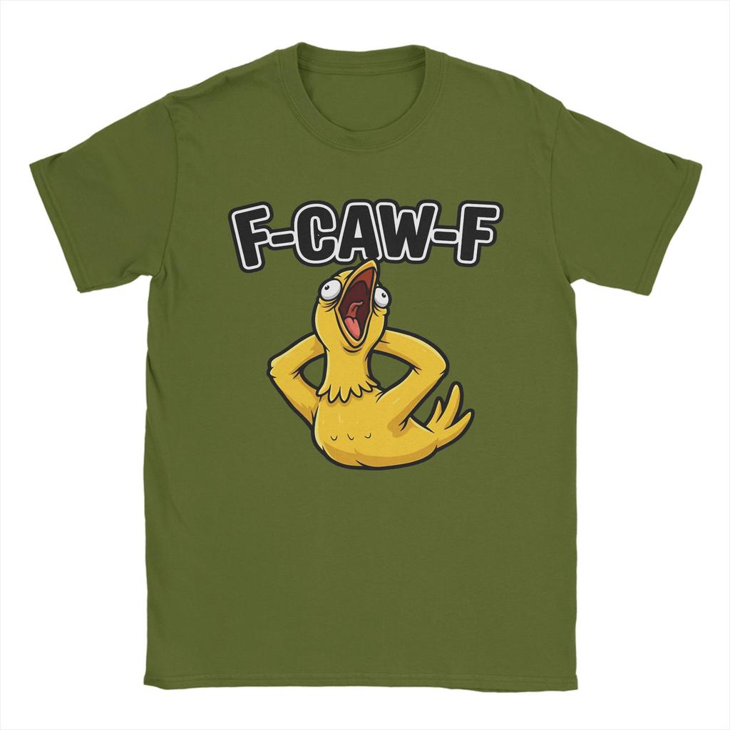 Funny F-Caw-F Chicken Meme Cotton T-Shirt For Men Summer Y2K Basic T-Shirts Comfortable Harajuku Tees Big Size Wholesale Clothes