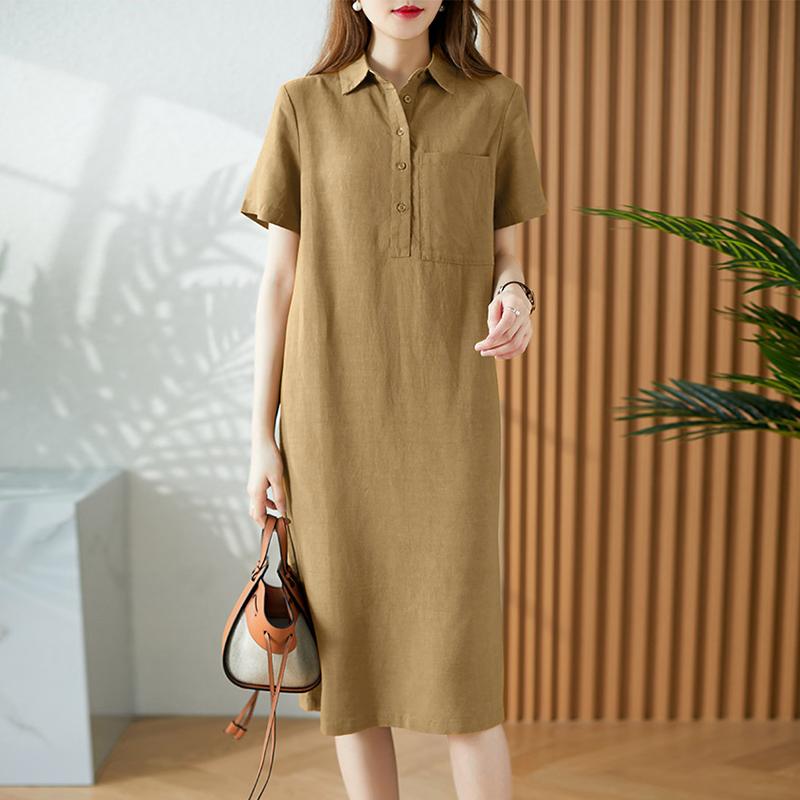 

ZANZEA Женское повседневное платье-рубашка с отложным воротником и коротким рукавом 3XL светло-коричневого