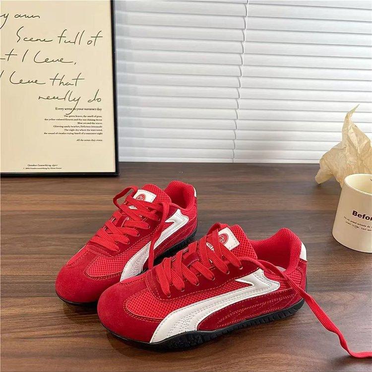 Mesh Platform German Training Shoes Women's 2025 Summer New Casual Shoes Retro Heightening Breathable Sports Versatile White Shoes