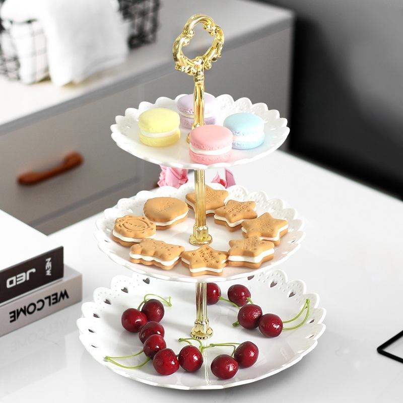 Petal Plastic Fruit Plate Three-layer Snack Rack Dried Fruit Plate Multi-layer Fruit Plate Dessert C