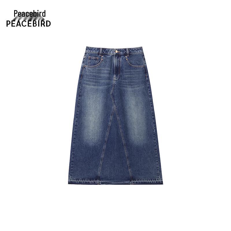 Peacebird Women s Washed Denim Straight Long Skirt S